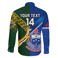 Custom Samoa And South Africa Rugby Family Matching Mermaid Dress and Hawaiian Shirt 2023 World Cup Manu Samoa With Springboks LT14 - Polynesian Pride