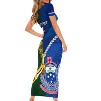 Custom Samoa And South Africa Rugby Family Matching Short Sleeve Bodycon Dress and Hawaiian Shirt 2023 World Cup Manu Samoa With Springboks LT14 - Polynesian Pride