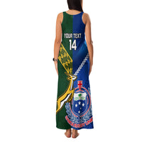 Custom Samoa And South Africa Rugby Family Matching Tank Maxi Dress and Hawaiian Shirt 2023 World Cup Manu Samoa With Springboks LT14 - Polynesian Pride