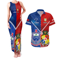 Samoa And Tonga Rugby Couples Matching Tank Maxi Dress and Hawaiian Shirt 2023 World Cup Manu Samoa With Ikale Tahi LT14 Blue - Polynesian Pride