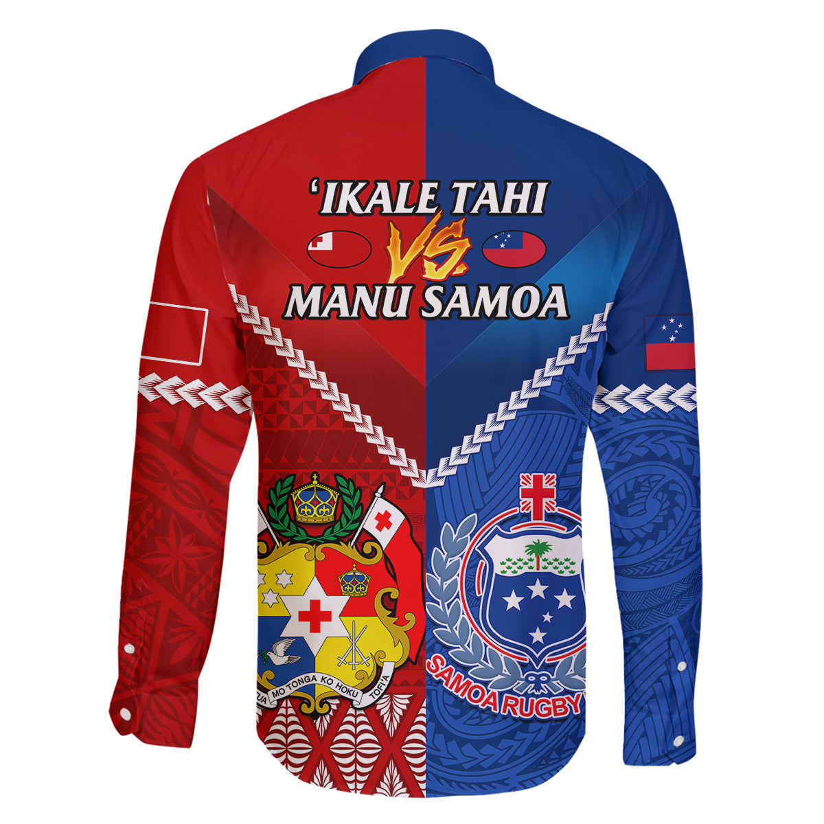 Samoa And Tonga Rugby Family Matching Off Shoulder Short Dress and Hawaiian Shirt 2023 World Cup Manu Samoa With Ikale Tahi LT14 - Polynesian Pride