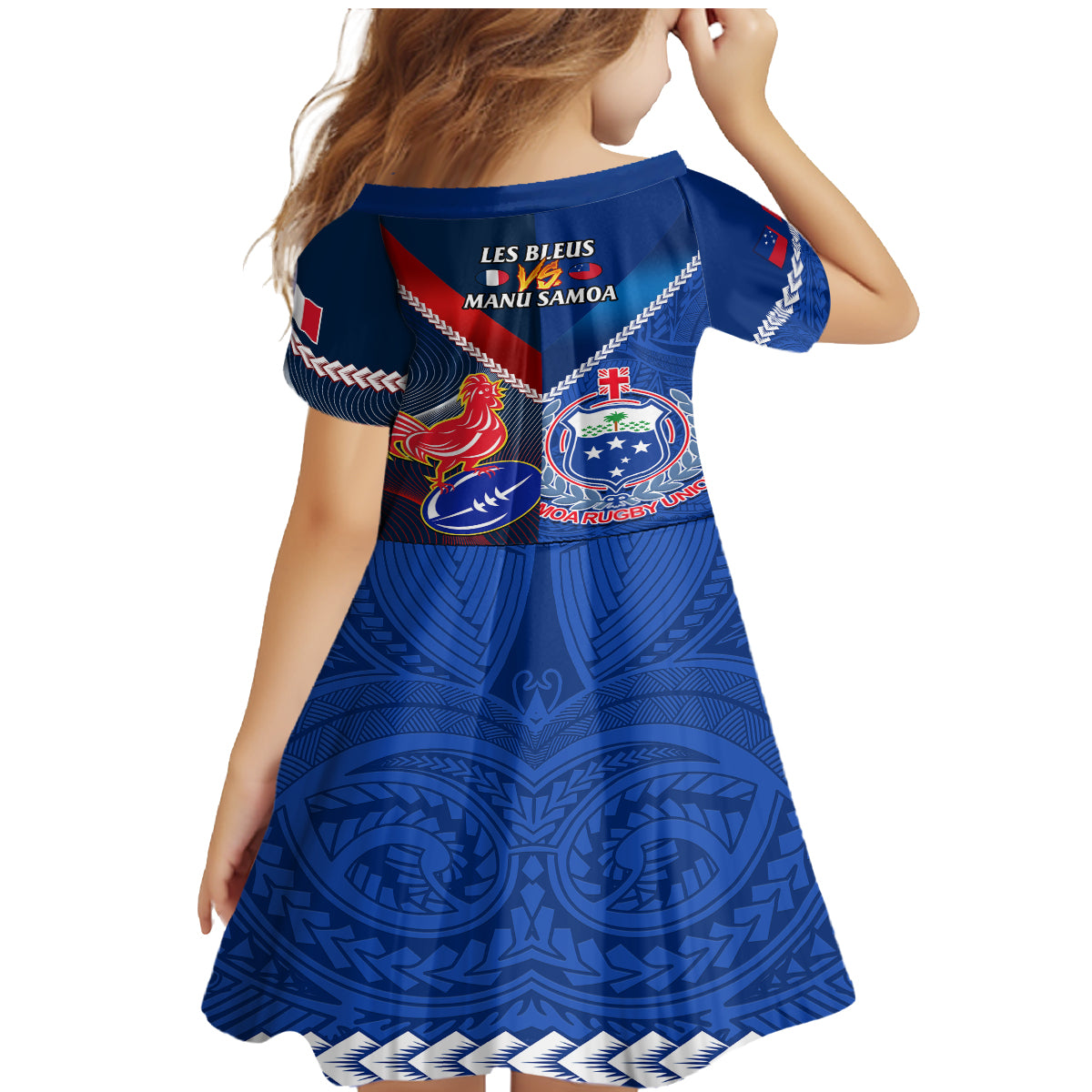 Samoa And France Rugby Family Matching Mermaid Dress and Hawaiian Shirt 2023 World Cup Manu Samoa With Les Bleus LT14 - Polynesian Pride