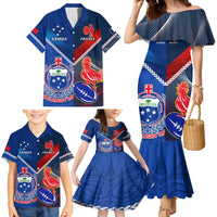 Samoa And France Rugby Family Matching Mermaid Dress and Hawaiian Shirt 2023 World Cup Manu Samoa With Les Bleus LT14 - Polynesian Pride