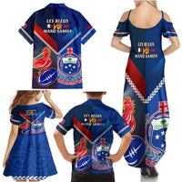 Samoa And France Rugby Family Matching Summer Maxi Dress and Hawaiian Shirt 2023 World Cup Manu Samoa With Les Bleus LT14 - Polynesian Pride