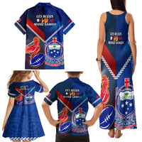 Samoa And France Rugby Family Matching Tank Maxi Dress and Hawaiian Shirt 2023 World Cup Manu Samoa With Les Bleus LT14 - Polynesian Pride