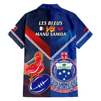 Samoa And France Rugby Family Matching Tank Maxi Dress and Hawaiian Shirt 2023 World Cup Manu Samoa With Les Bleus LT14 - Polynesian Pride
