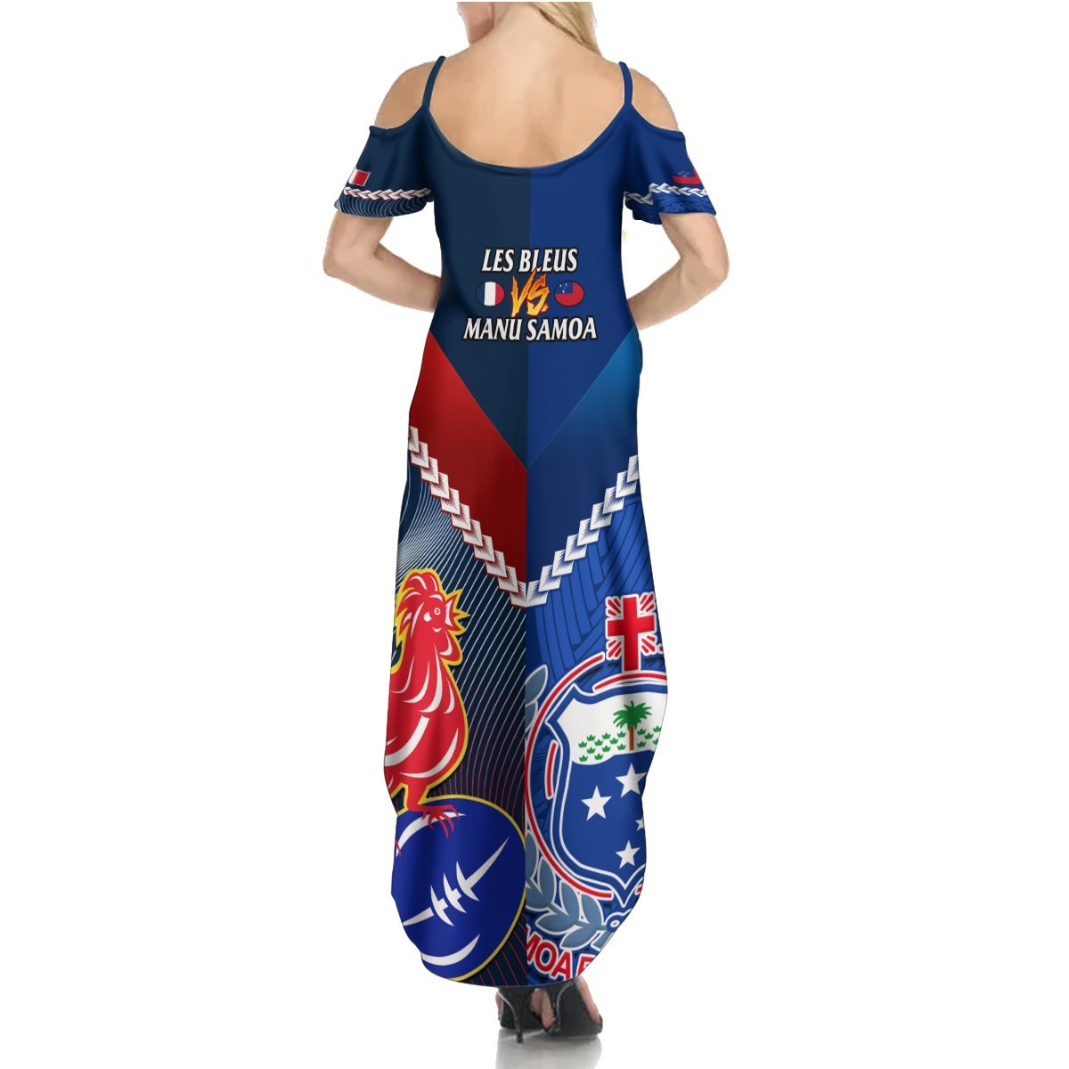 Samoa And France Rugby Summer Maxi Dress 2023 World Cup Manu Samoa With Les Bleus LT14 - Polynesian Pride