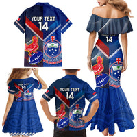 Custom Samoa And France Rugby Family Matching Mermaid Dress and Hawaiian Shirt 2023 World Cup Manu Samoa With Les Bleus LT14 - Polynesian Pride