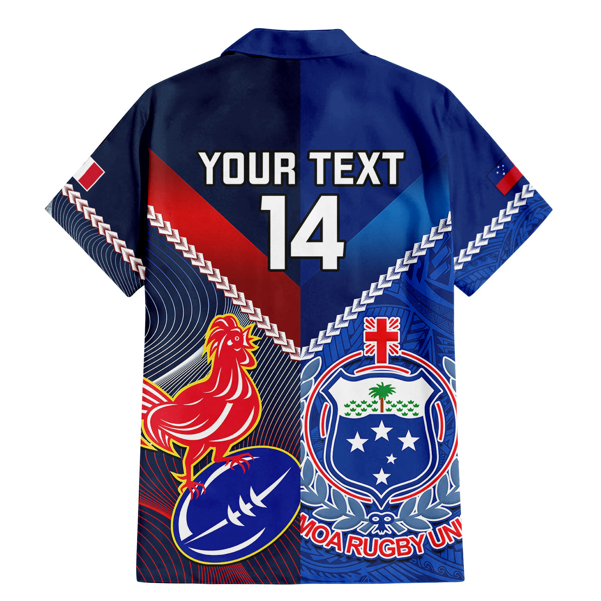 Custom Samoa And France Rugby Family Matching Mermaid Dress and Hawaiian Shirt 2023 World Cup Manu Samoa With Les Bleus LT14 - Polynesian Pride