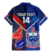 Custom Samoa And France Rugby Family Matching Mermaid Dress and Hawaiian Shirt 2023 World Cup Manu Samoa With Les Bleus LT14 - Polynesian Pride