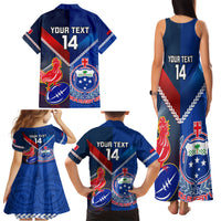 Custom Samoa And France Rugby Family Matching Tank Maxi Dress and Hawaiian Shirt 2023 World Cup Manu Samoa With Les Bleus LT14 - Polynesian Pride