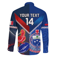 Custom Samoa And France Rugby Family Matching Tank Maxi Dress and Hawaiian Shirt 2023 World Cup Manu Samoa With Les Bleus LT14 - Polynesian Pride