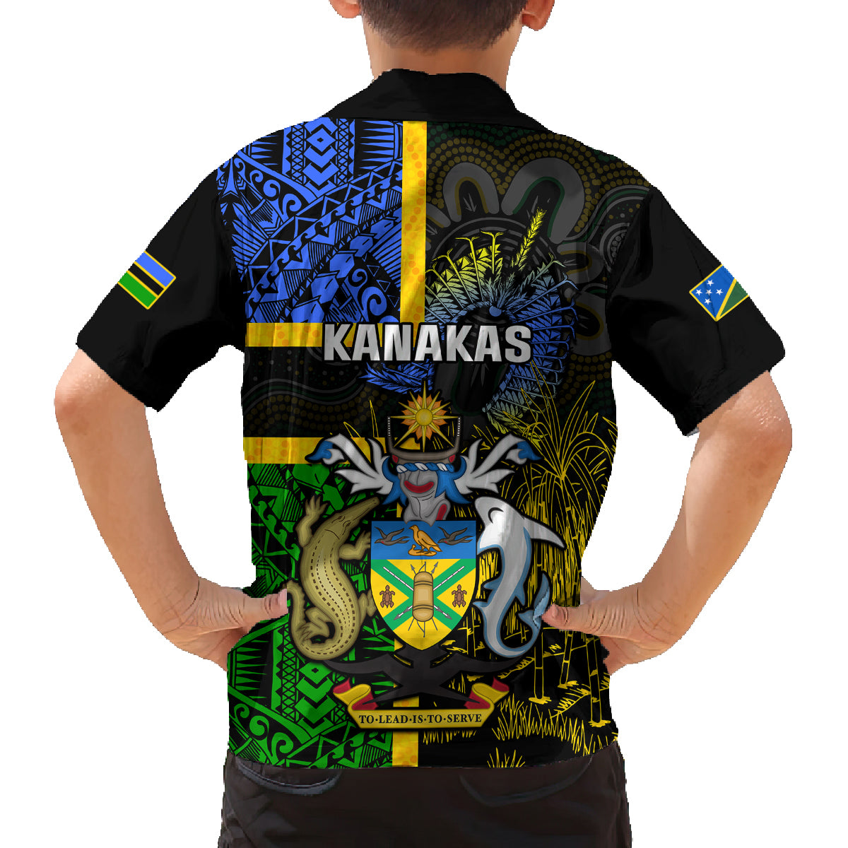 South Sea Islanders Family Matching Off Shoulder Maxi Dress and Hawaiian Shirt Kanakas With Solomon Islands Coat Of Arms LT14 - Polynesian Pride