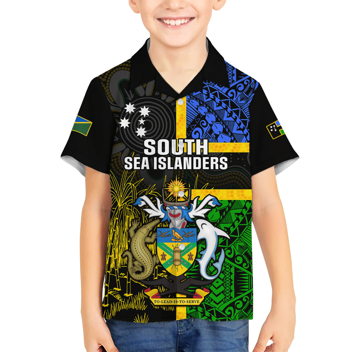 South Sea Islanders Family Matching Off Shoulder Maxi Dress and Hawaiian Shirt Kanakas With Solomon Islands Coat Of Arms LT14 - Polynesian Pride