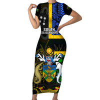 South Sea Islanders Family Matching Short Sleeve Bodycon Dress and Hawaiian Shirt Kanakas With Solomon Islands Coat Of Arms LT14 - Polynesian Pride