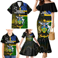 Personalised South Sea Islanders Family Matching Mermaid Dress and Hawaiian Shirt Kanakas With Solomon Islands Coat Of Arms LT14 - Polynesian Pride