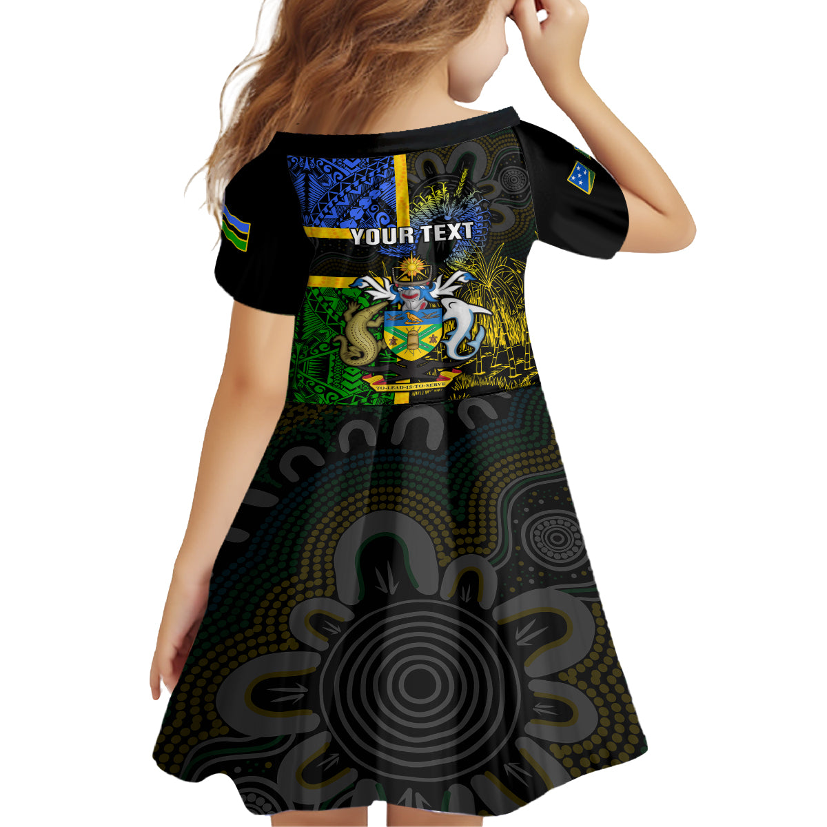 Personalised South Sea Islanders Family Matching Off Shoulder Short Dress and Hawaiian Shirt Kanakas With Solomon Islands Coat Of Arms LT14 - Polynesian Pride