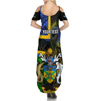 Personalised South Sea Islanders Family Matching Summer Maxi Dress and Hawaiian Shirt Kanakas With Solomon Islands Coat Of Arms LT14 - Polynesian Pride