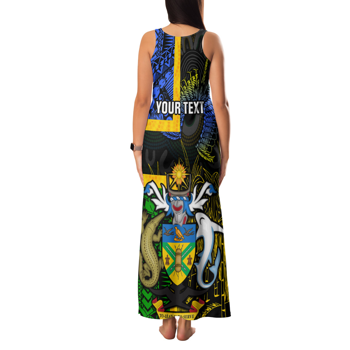 Personalised South Sea Islanders Family Matching Tank Maxi Dress and Hawaiian Shirt Kanakas With Solomon Islands Coat Of Arms LT14 - Polynesian Pride
