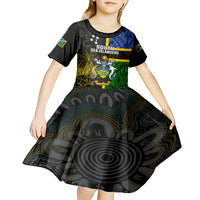 Personalised South Sea Islanders Kid Short Sleeve Dress Kanakas With Solomon Islands Coat Of Arms LT14 - Polynesian Pride