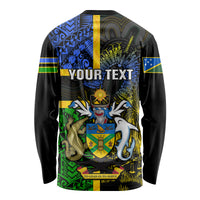Personalised South Sea Islanders Long Sleeve Shirt Kanakas With Solomon Islands Coat Of Arms LT14 - Polynesian Pride