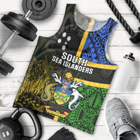 Personalised South Sea Islanders Men Tank Top Kanakas With Solomon Islands Coat Of Arms LT14 Black - Polynesian Pride