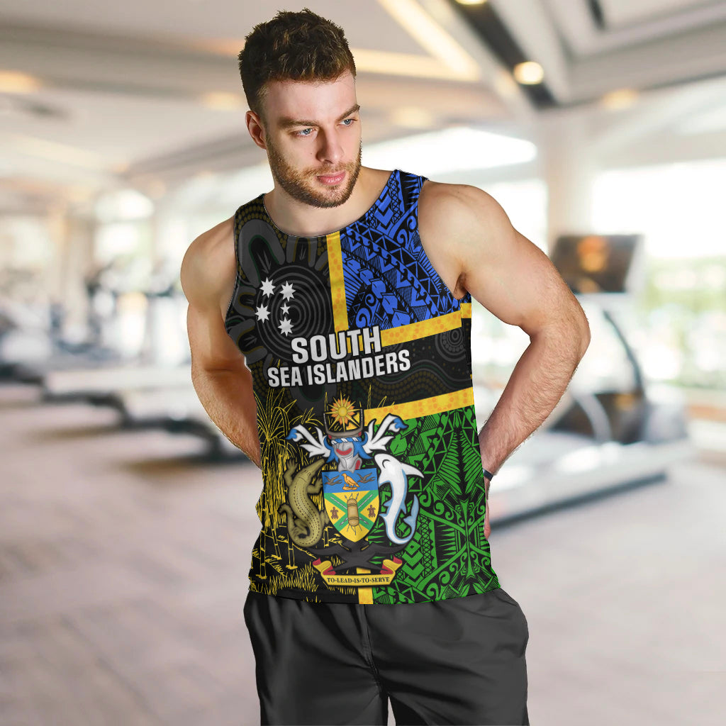 Personalised South Sea Islanders Men Tank Top Kanakas With Solomon Islands Coat Of Arms LT14 - Polynesian Pride