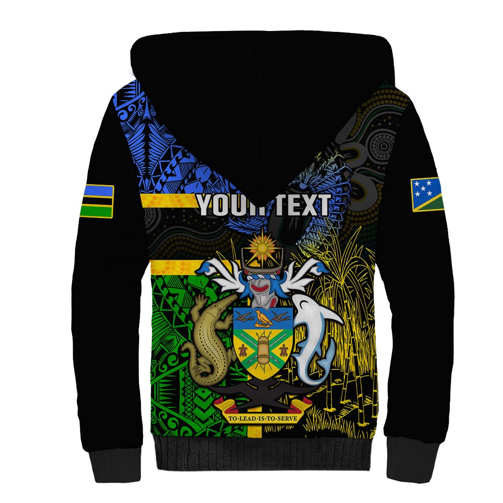 Personalised South Sea Islanders Sherpa Hoodie Kanakas With Solomon Islands Coat Of Arms LT14 - Polynesian Pride