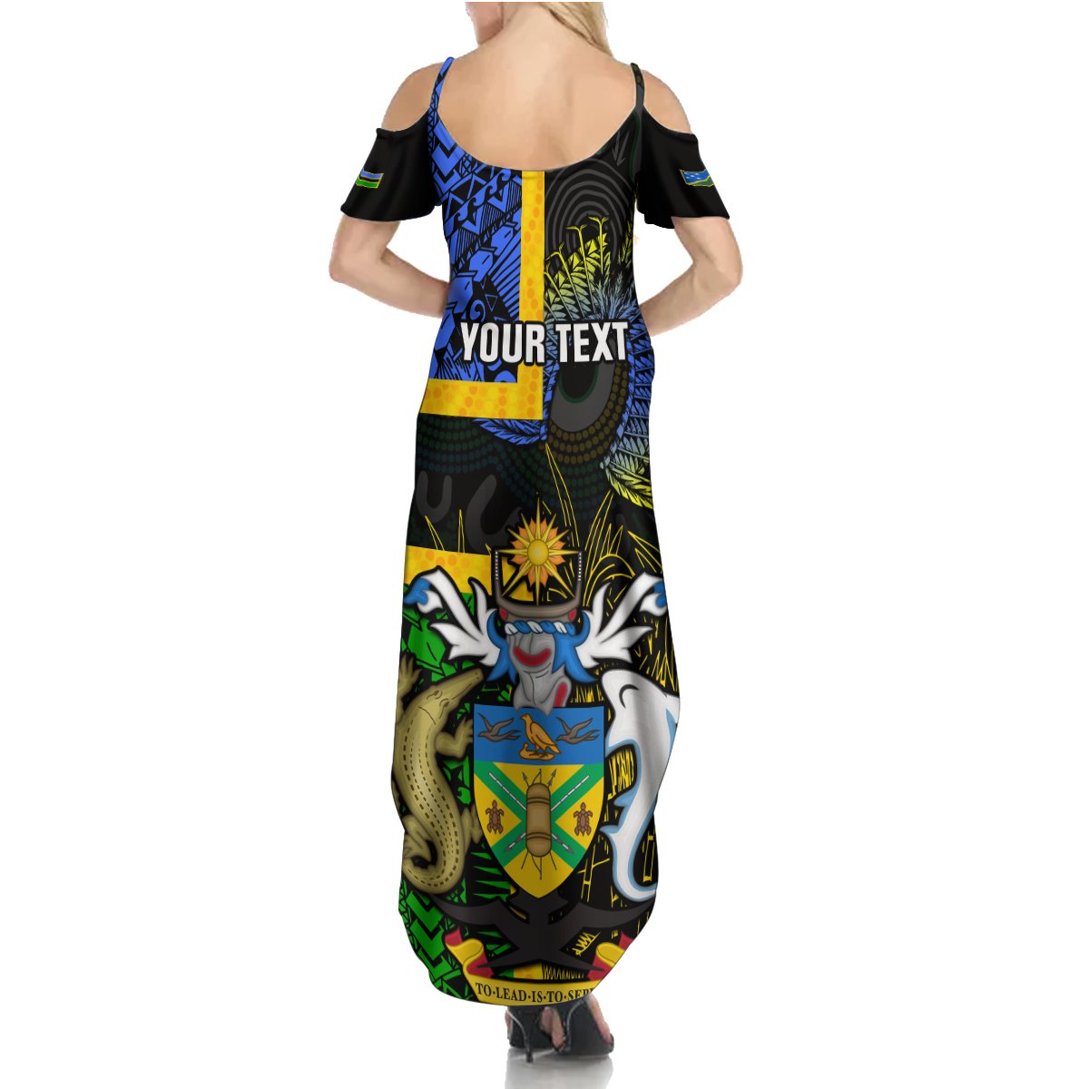 Personalised South Sea Islanders Summer Maxi Dress Kanakas With Solomon Islands Coat Of Arms LT14 - Polynesian Pride