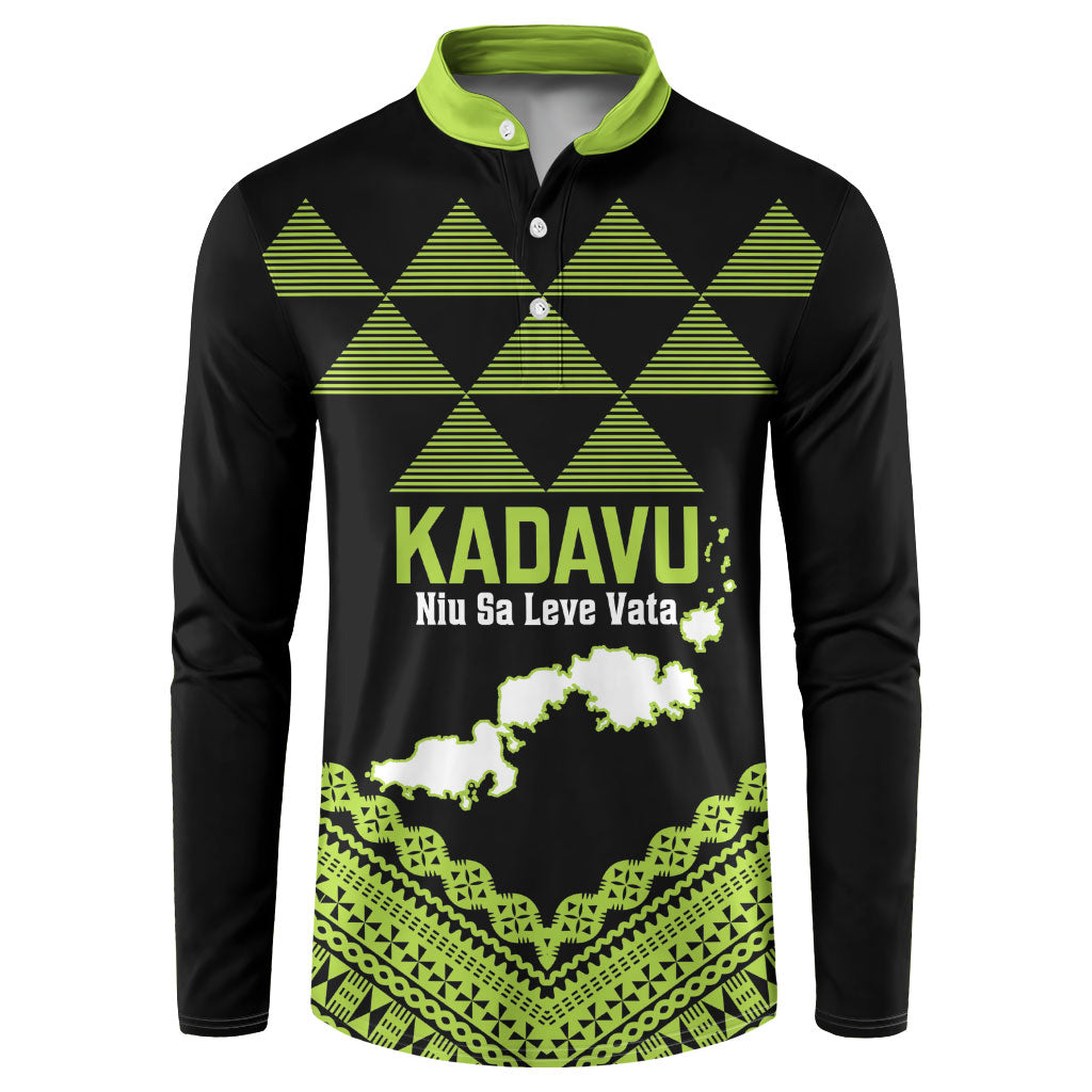 Kadavu Fiji 2026 Rugby Custom Button Sweatshirt Niu Sa Leve Vata Fijian Tapa Pattern