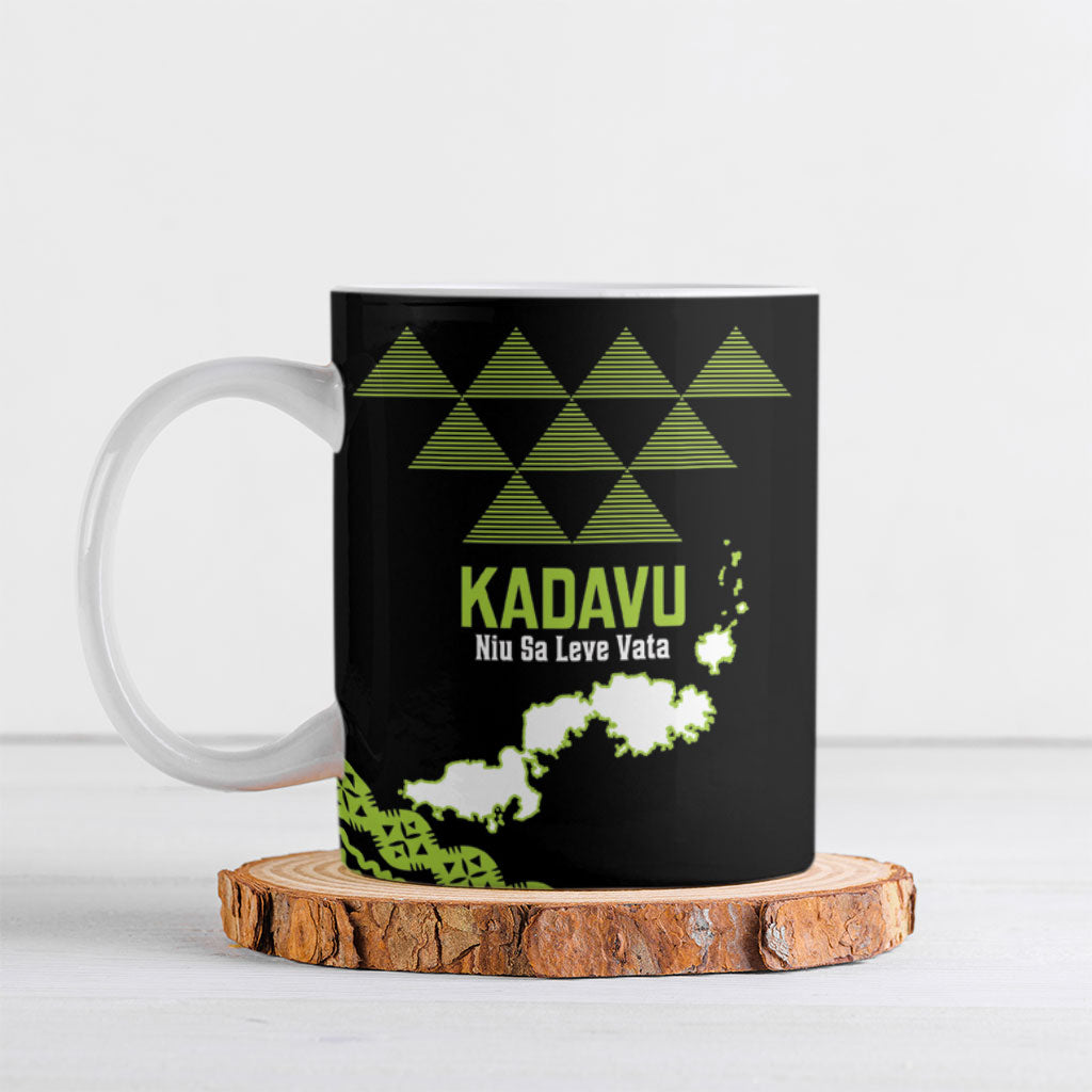 Kadavu Fiji 2026 Rugby Custom Ceramic Mug Niu Sa Leve Vata Fijian Tapa Pattern LT14 Black - Polynesian Pride