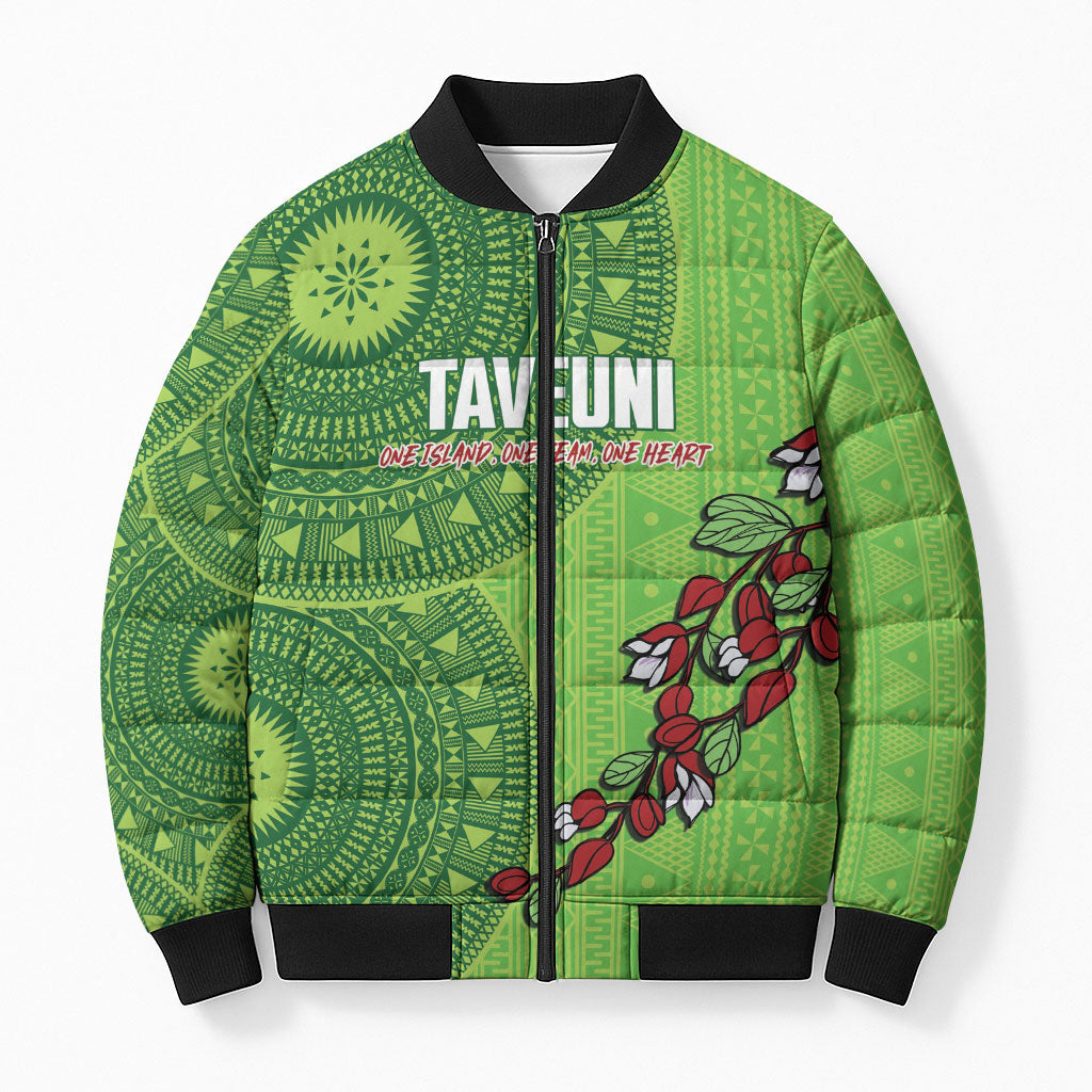 Taveuni Fiji 2026 Rugby Custom Bomber Puffer Jacket Tagimoucia Fijian Tapa Pattern