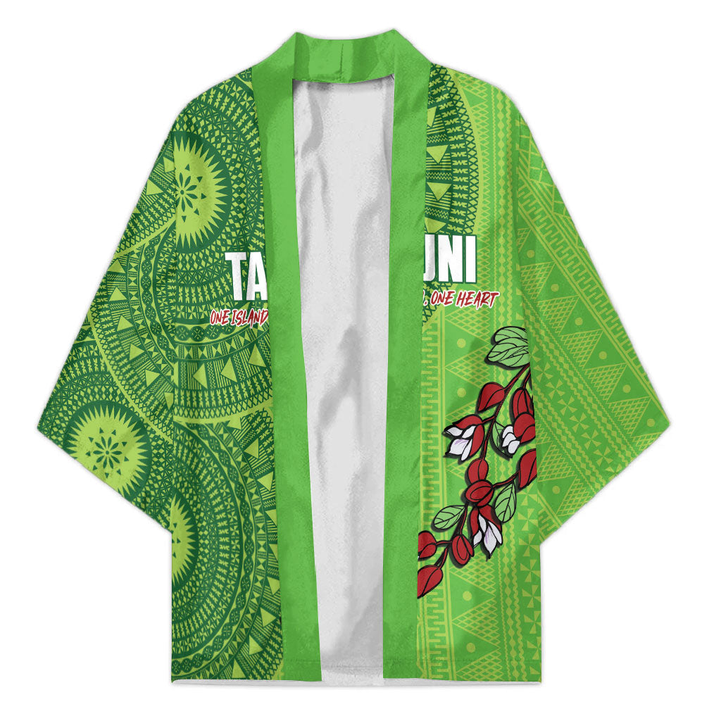 Taveuni Fiji 2026 Rugby Custom Kimono Tagimoucia Fijian Tapa Pattern LT14 Unisex Green - Polynesian Pride