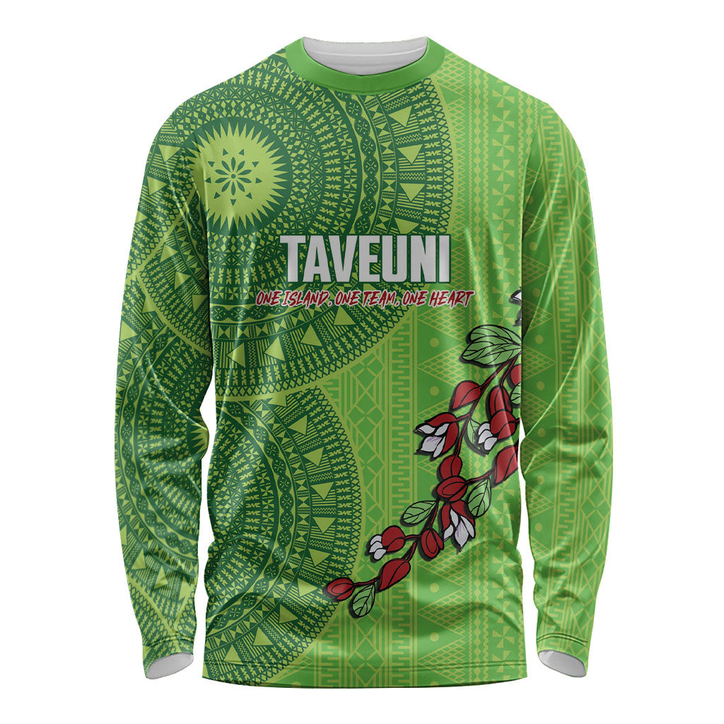 Taveuni Fiji 2026 Rugby Custom Long Sleeve Shirt Tagimoucia Fijian Tapa Pattern LT14 Unisex Green - Polynesian Pride