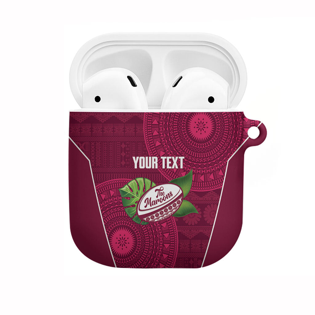 Lautoka Fiji 2026 Rugby Custom AirPods Case Go Maroons Fijian Tapa Pattern LT14 Maroon - Polynesian Pride