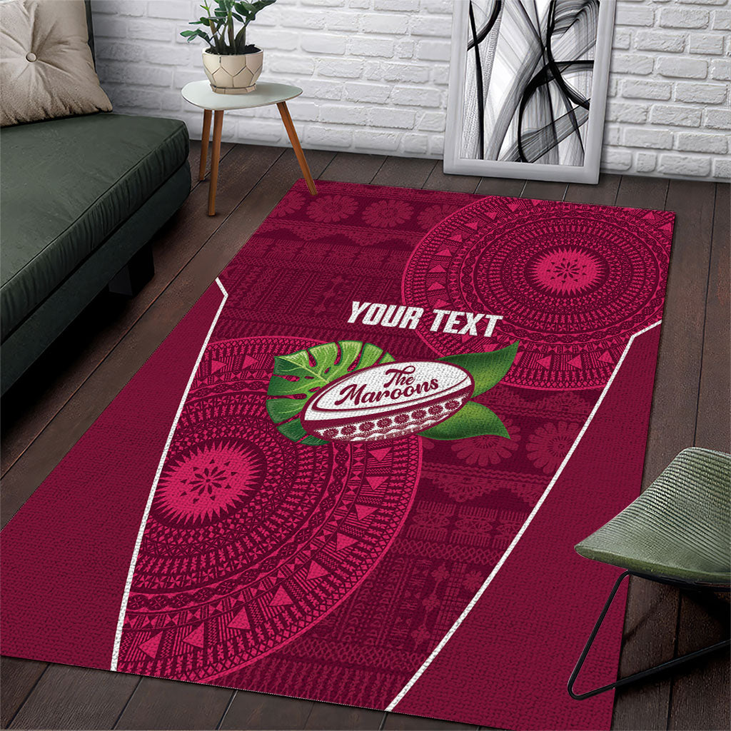 Lautoka Fiji 2026 Rugby Custom Area Rug Go Maroons Fijian Tapa Pattern LT14 Maroon - Polynesian Pride