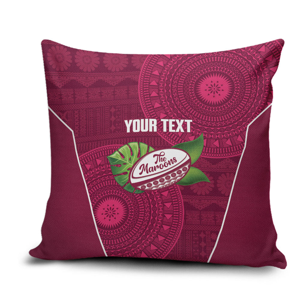 Lautoka Fiji 2026 Rugby Custom Pillow Cover Go Maroons Fijian Tapa Pattern LT14 Maroon - Polynesian Pride