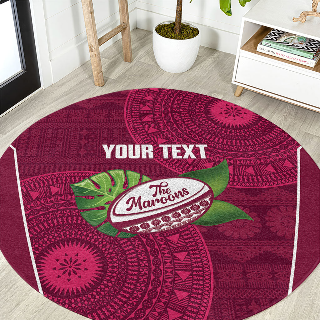 Lautoka Fiji 2026 Rugby Custom Round Carpet Go Maroons Fijian Tapa Pattern LT14 Maroon - Polynesian Pride