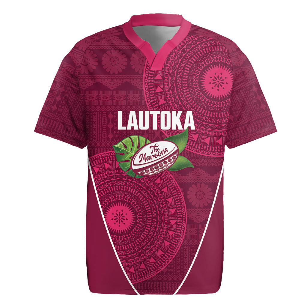 Lautoka Fiji 2026 Rugby Custom Rugby Jersey Go Maroons Fijian Tapa Pattern LT14 Maroon - Polynesian Pride