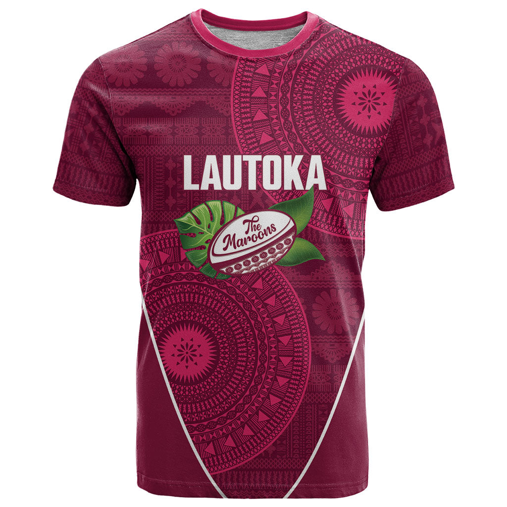 Lautoka Fiji 2026 Rugby Custom T Shirt Go Maroons Fijian Tapa Pattern LT14 Maroon - Polynesian Pride