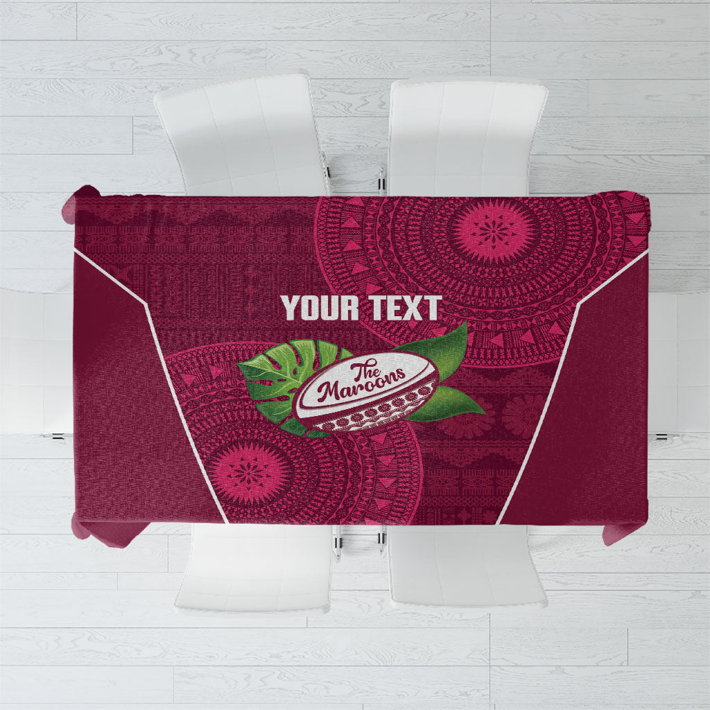 Lautoka Fiji 2026 Rugby Custom Tablecloth Go Maroons Fijian Tapa Pattern