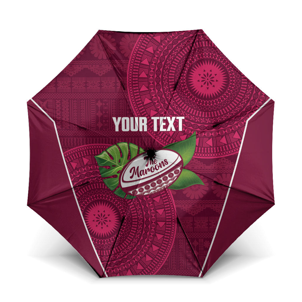 Lautoka Fiji 2026 Rugby Custom Umbrella Go Maroons Fijian Tapa Pattern
