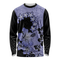 Purple Hawaii Long Sleeve Shirt Tapa Cloth Mix Tropical Flowers Pastel Vibes LT14 Unisex Purple - Polynesian Pride