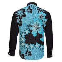Blue Hawaii Family Matching Off Shoulder Maxi Dress and Hawaiian Shirt Tapa Cloth Mix Tropical Flowers Pastel Vibes LT14 - Polynesian Pride