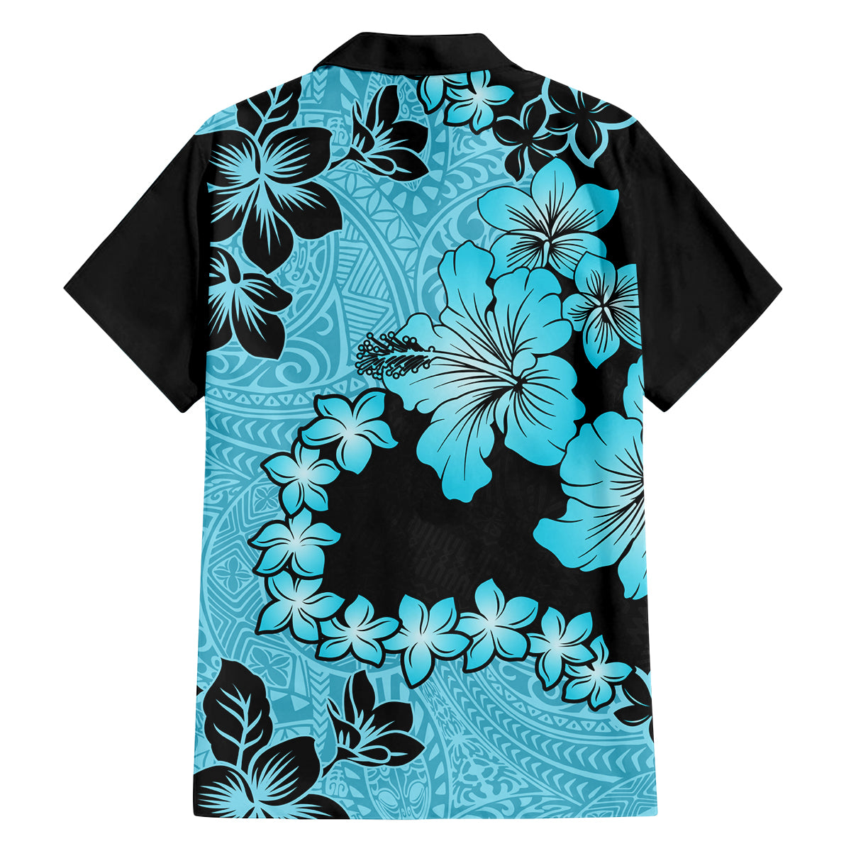 Blue Hawaii Family Matching Off Shoulder Short Dress and Hawaiian Shirt Tapa Cloth Mix Tropical Flowers Pastel Vibes LT14 - Polynesian Pride