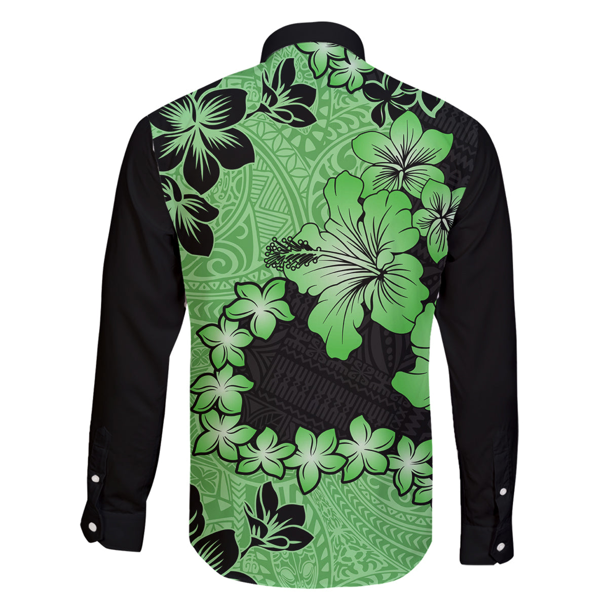 Green Hawaii Family Matching Off Shoulder Short Dress and Hawaiian Shirt Tapa Cloth Mix Tropical Flowers Pastel Vibes LT14 - Polynesian Pride