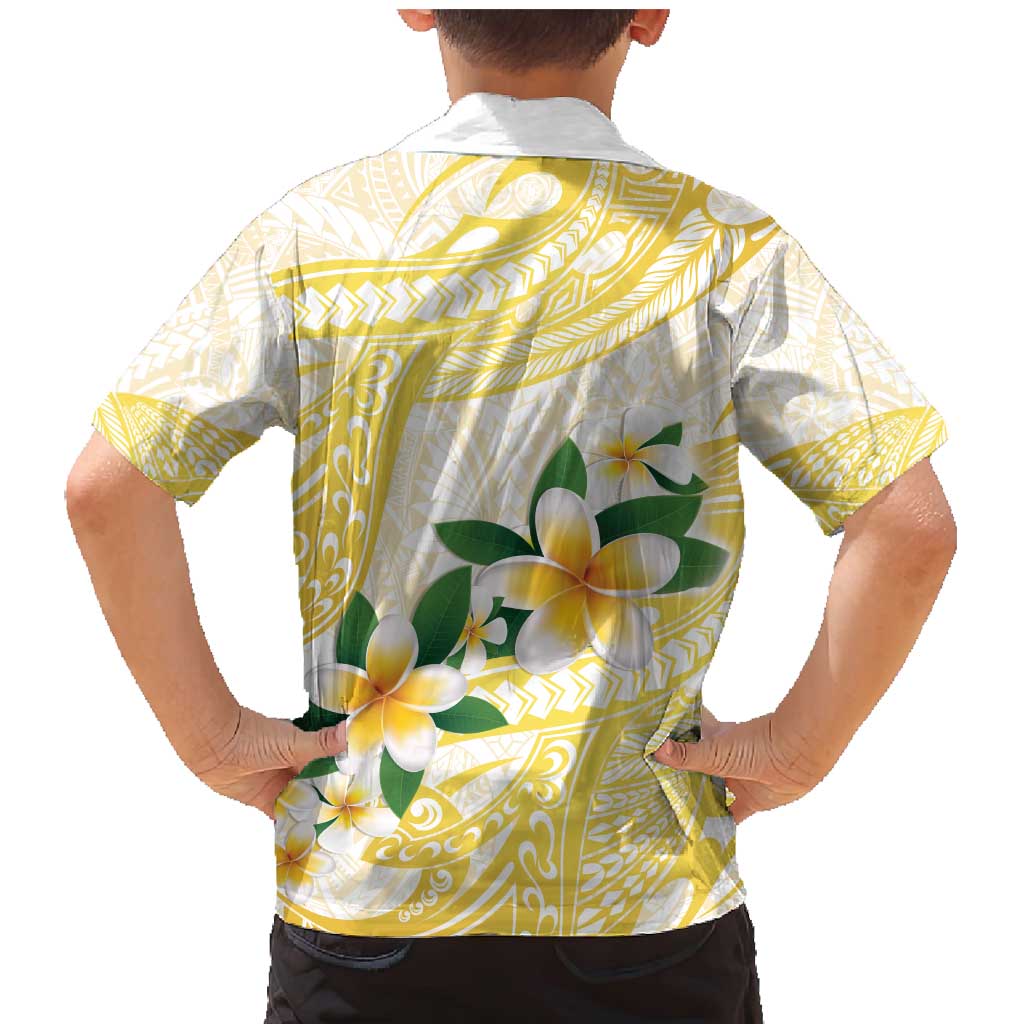 Gold And White Polynesia Plumeria Family Matching Mermaid Dress and Hawaiian Shirt Curves Tropical Vibes LT14 - Polynesian Pride