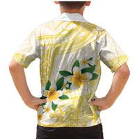 Gold And White Polynesia Plumeria Family Matching Mermaid Dress and Hawaiian Shirt Curves Tropical Vibes LT14 - Polynesian Pride