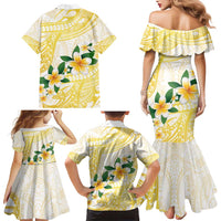 Gold And White Polynesia Plumeria Family Matching Mermaid Dress and Hawaiian Shirt Curves Tropical Vibes LT14 - Polynesian Pride