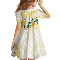 Gold And White Polynesia Plumeria Family Matching Off Shoulder Short Dress and Hawaiian Shirt Curves Tropical Vibes LT14 - Polynesian Pride
